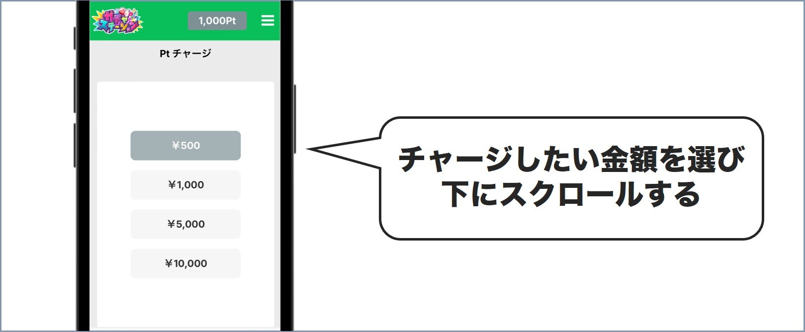 チャージ方法2 ガチャステーション