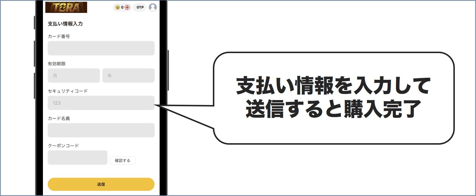 支払い情報を入力 TORAオリパ