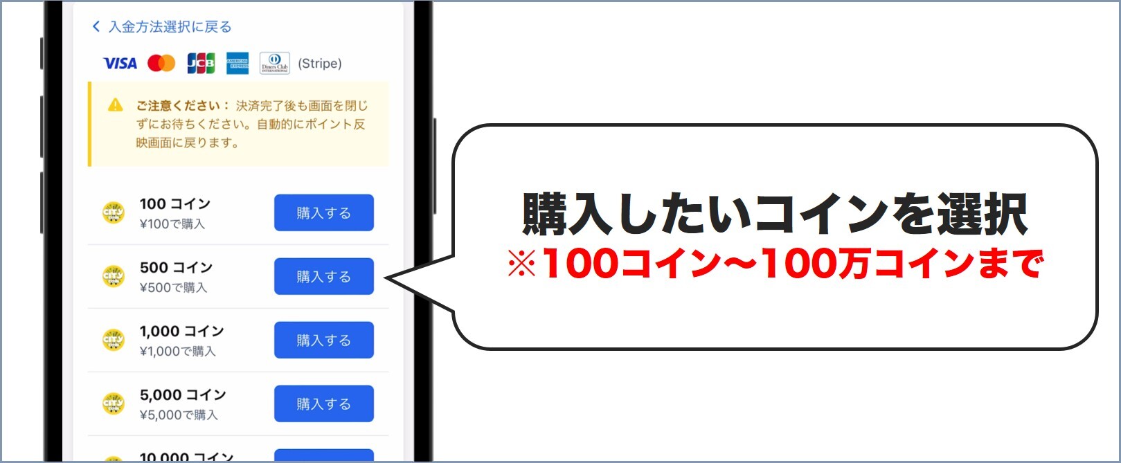 購入したいコインを選択