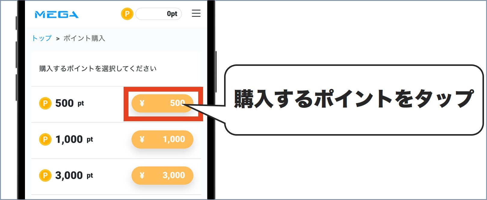 MEGAオリパ課金方法2